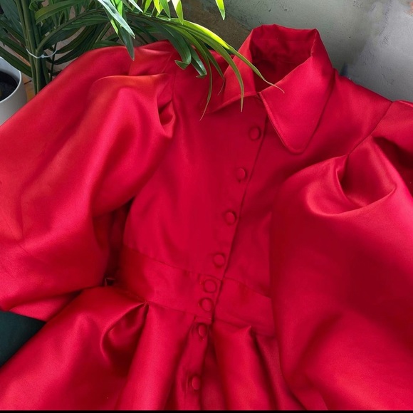 The Kemist long sleeve backless red midi dress - Picture 2 of 4